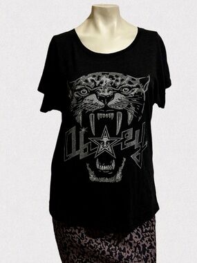 OBEY “Searching to Destroy” Leopard Tee Y2K Made in USA Dolman Medium Rare